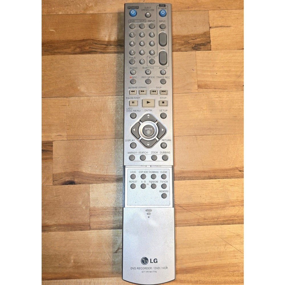 LG 6711R1N177A DVD Recorder DVD VCR Combo Remote Control Silver